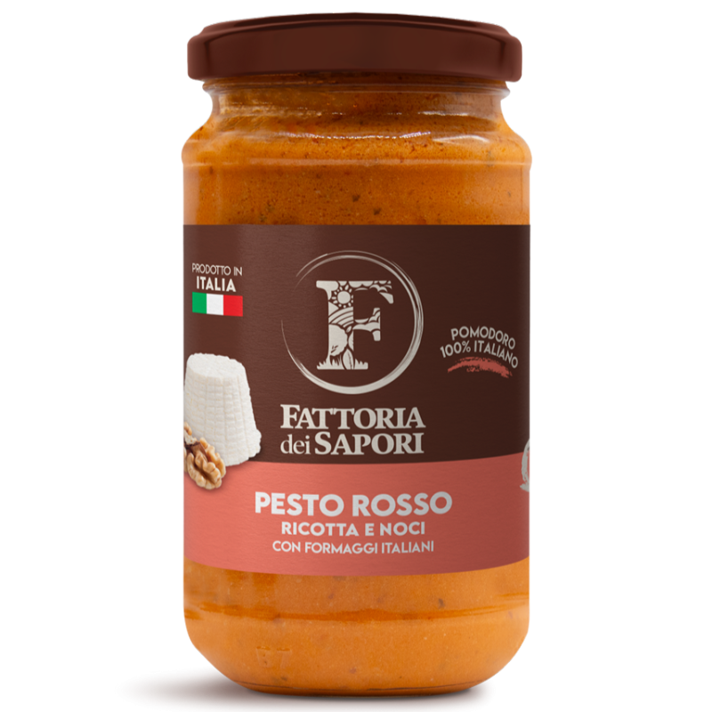 ČERVENÉ PESTO S RAJČETEM, RICOTTOU A VLAŠSKÝMI OŘECHY 180g